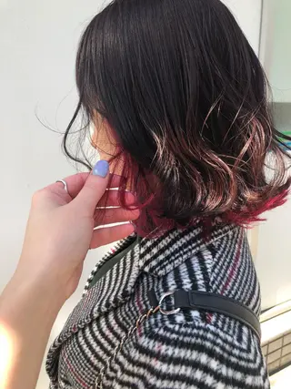 ミディアム カラー ヘアアレンジ 榎園 由美のヘアスタイル