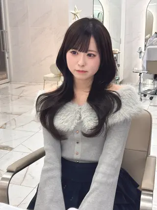 ロング のり🐼顔まわり/ 韓国/レイヤーカットのヘアスタイル