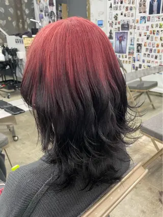 セミロング カラー インナーカラー 推し ブリーチ 髪質改善のヘアスタイル