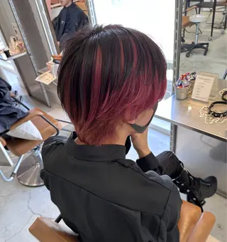 ショート カラー レイヤーブリーチ特化 ホワイト専門/岸のヘアスタイル