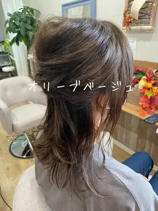 セミロング カラー ヘアアレンジ NOPPO 和泉市 美容室/奥村 飛鳥のヘアスタイル