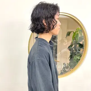 ミディアム パーマ メンズ ショート・ボブ ・ウルフ✂︎IMAIのヘアスタイル