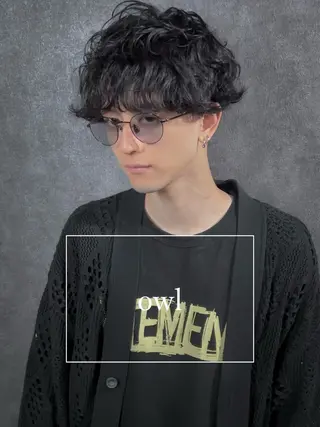 ショート パーマ メンズ メンズサロン【owl 心斎橋】難波/アメ村のヘアスタイル