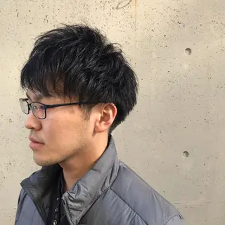 ショート カラー パーマ メンズ ニュアンスパーマ/ レイヤー/茶屋町のヘアスタイル