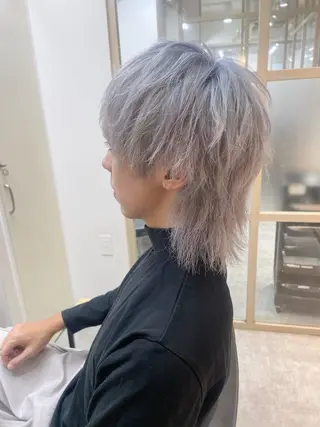 ミディアム カラー メンズ ☁️ケアブリーチ￤ ウルフ￤Shioriのヘアスタイル