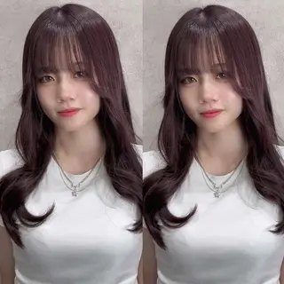 ロング カラー Rin♡透明感ピンク 🎀白肌ラベンダーのヘアスタイル