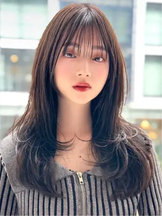 セミロング 前髪顔まわりカット 🌈中村海聖のヘアスタイル