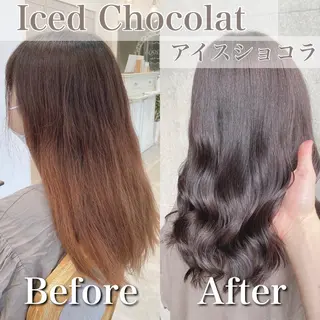 セミロング カラー ブリーチなし✨艶髪 カラー𓃲YAGIのヘアスタイル