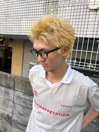 メンズ 髪質改善×ハイトーン レイヤー天神美容室のヘアスタイル