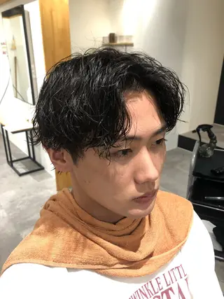 ミディアム パーマ メンズ 原口 颯太のヘアスタイル