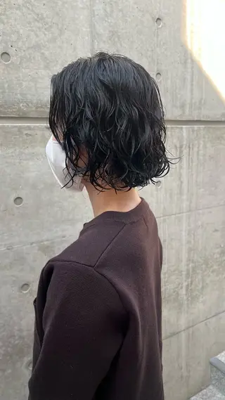 ミディアム コテ巻き風パーマ SHONOのヘアスタイル