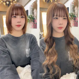 ミディアム プルエクステ界隈 ハイトーン/カツオ✨のヘアスタイル