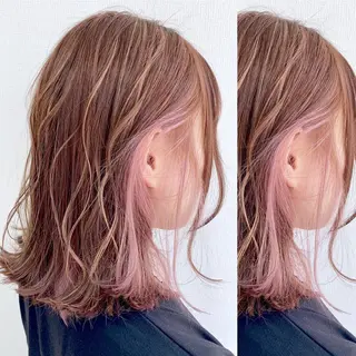 ミディアム カラー JuNブリーチに 縮毛矯正するプロのヘアスタイル