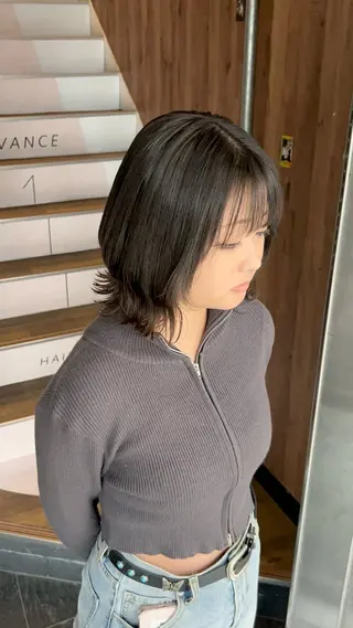 ミディアム カラー 【ブリーチ無しW】 【暗髪&暖色系】圭真のヘアスタイル
