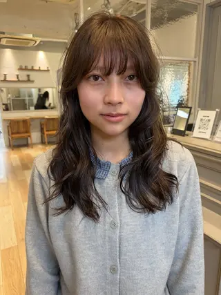セミロング カラー 赤み消しカラー/ ナチュラル/トモキのヘアスタイル