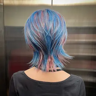 カラー ウルフ/レイヤー/ ブリーチカラーのヘアスタイル