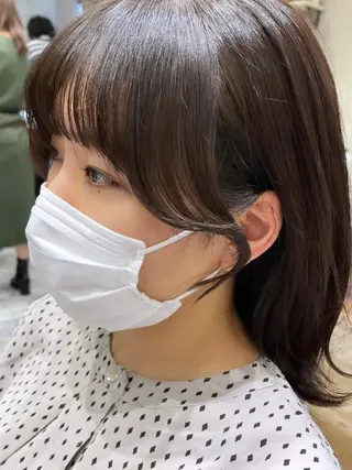 ミディアム カラー パーマ ヘアアレンジ 骨格別小顔カット/ 顔周りカット/金井のヘアスタイル