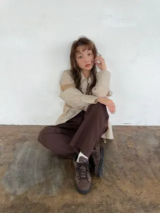 カラー パーマ 森田遥奈/透明感カラ ー/似合わせカットのヘアスタイル