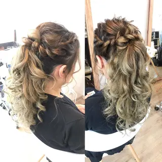 ロング カラー ヘアアレンジ キッズ 早朝✨ヘアセット 着付け/清水玲歌のヘアスタイル