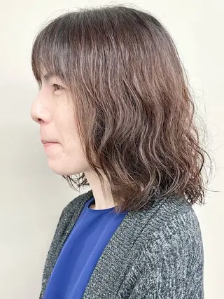 ミディアム ボブ/ゆるふわ ボブパーマ/とういのヘアスタイル