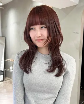 セミロング カラー ヘアアレンジ 似合わせレイヤー ＆透明感カラーのヘアスタイル