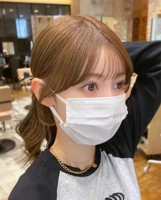 セミロング カラー 顔まわりカット🌟 くびれヘア/寺門遥輝のヘアスタイル