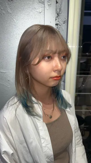 ミディアム カラー hair&beauty geen 東大宮店所属・あんず/ワンカラー ベージュ/明るめのヘアスタイル