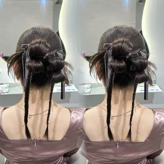 セミロング カラー ヘアアレンジ 🖤kana/艶髪/ 韓国風暗髪カラー🖤のヘアスタイル