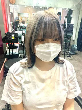 ミディアム カラー ハイトーン/メンズ/ ウルフ特化   小松のヘアスタイル