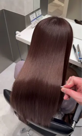 ロング 縮毛矯正クロスパーマ 益子達也のヘアスタイル