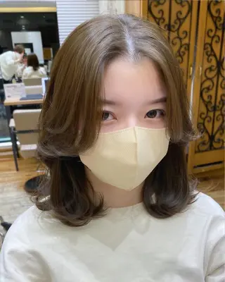 ミディアム カラー 顔まわりカット🌟 くびれヘア/寺門遥輝のヘアスタイル
