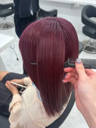 ミディアム カラー 💖似合わせカラー レイヤー💖縮毛矯正のヘアスタイル
