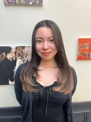 セミロング ✨艶々ケア カラー🎀ミカゼのヘアスタイル