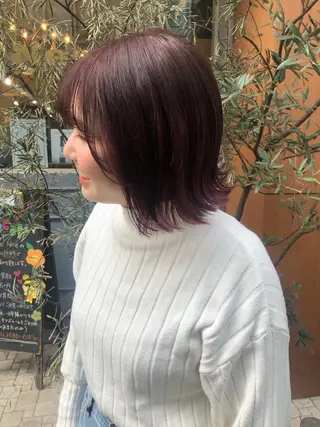 ミディアム カラー ショートボブ💗 ヤマネシオリのヘアスタイル
