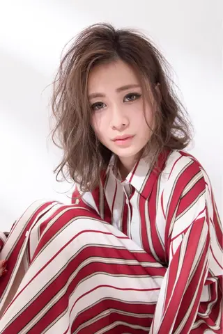 ミディアム カラー パーマ 髪質改善 の達人/杉原碧仁のヘアスタイル