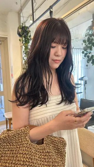 セミロング カラー じゅわっと暖色カラー 🍊Moemiのヘアスタイル