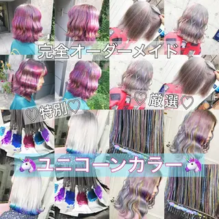 ミディアム カラー ヘアアレンジ TAKUMAブリーチ /切りっぱなし🪽のヘアスタイル