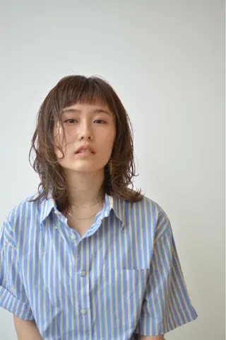 ミディアム カラー パーマ 縮毛矯正💎髪質改善 レイヤー✨山内健太郎のヘアスタイル