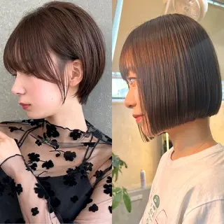 ショート 縮毛矯正×艶髪カラー 髪質改善/三ツ木のヘアスタイル