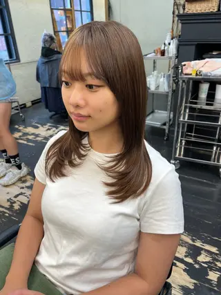 セミロング ✨艶々ケア カラー🎀ミカゼのヘアスタイル