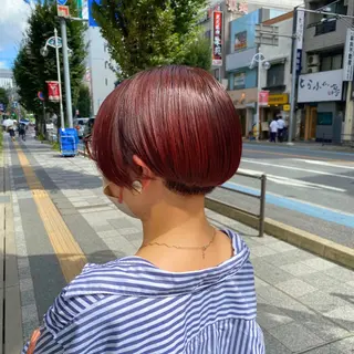 ショート YASU🍎CUT 赤系カラー/ヘアケアのヘアスタイル
