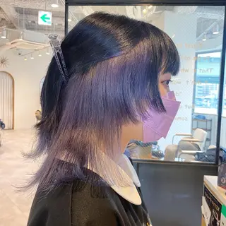 ミディアム カラー 大阪ウルフカット ハッシュカットのヘアスタイル