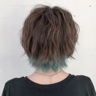 ショート カラー パーマ トミタ アツシのヘアスタイル