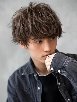 ショート カラー パーマ メンズ 波巻きスパイラルパー マ/シャドウパーマ駿のヘアスタイル