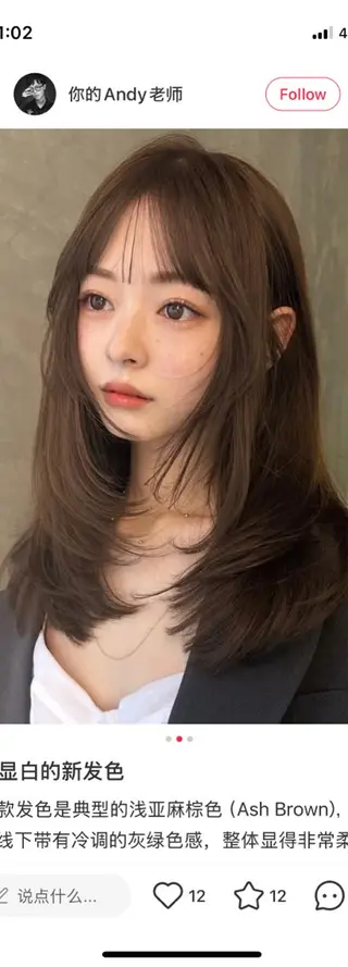 ロング 韓国風レイヤーカラー ライムのヘアスタイル