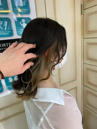 セミロング カラー ヘアアレンジ 透明感カラー 古山 結季🌙🖤のヘアスタイル