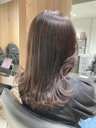 ミディアム カラー スキバサミを使わない カット🌼唯🌼のヘアスタイル