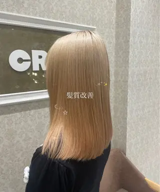 ミディアム ブリーチなしカラー/ 暖色カラー/艶カラーのヘアスタイル