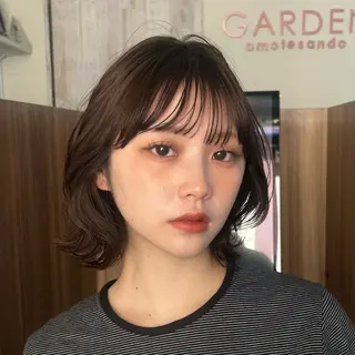 ショート カラー パーマ ヘアアレンジ レイヤー/ボブ/透明 感カラー/佐藤奈由のヘアスタイル