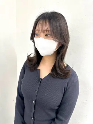 セミロング ミディアムレイヤー 添田晃基のヘアスタイル